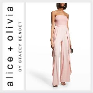 NWT Alice + Olivia Bebe smocked split front Jumpsuit 6